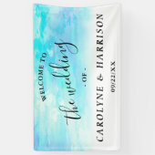 Ombre Waterverf Wedding Welcome Banner - Blue (Verticaal)