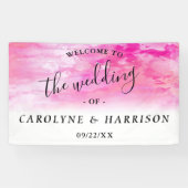 Ombre Waterverf Wedding Welcome Banner - Roze (Horizontaal)