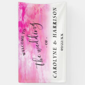 Ombre Waterverf Wedding Welcome Banner - Roze (Verticaal)