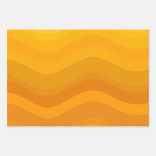 Ombre Yellow Gradient Wavy Lines Geometric Artwork Inpakpapier Vel (Voorkant 2)