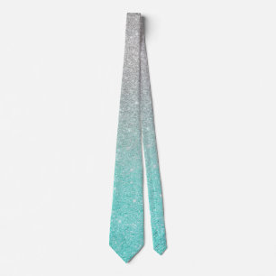 Ombré Zilver Blauw Trend glitter Stropdas