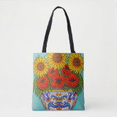 Ombrie Bouquet Poppy Sunflower Allover Sac fourre- (Devant)