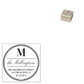 Omcirkeld monogram familienaam script retouradres 	rubberstempel (Gestempeld)