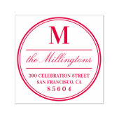 Omcirkeld monogram familienaam script retouradres zelfinktende stempel (Design)