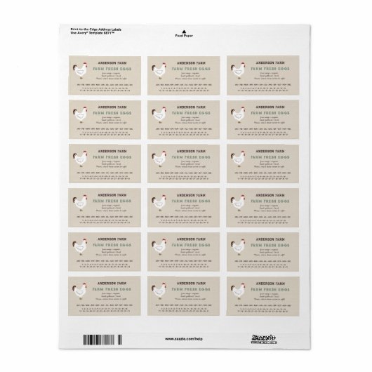 Omcirkelde datum - Eggs Carton Sticker met Chicken (Full Sheet)