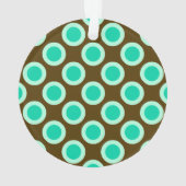 Omcirkelde stippen, bruin en turkooizen ornament (achterkant)