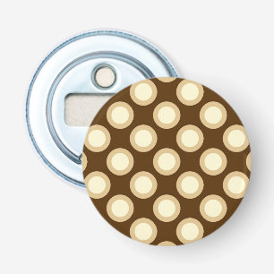 Omcirkelde stippen, chocolade, crème en tan button flesopener