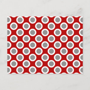 Omcirkelde stippen, diep rood en grijs briefkaart