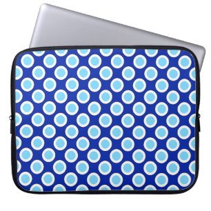 Omcirkelde stippen, kobalt blauw en wit laptop sleeve