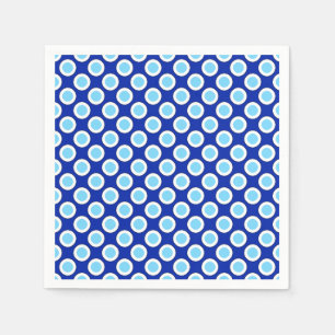 Omcirkelde stippen, kobalt blauw en wit servet