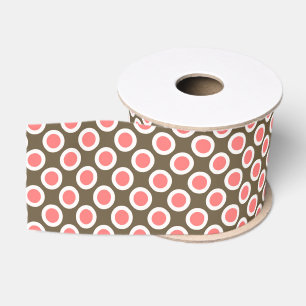 Omcirkelde stippen, taupen en koraalroze grosgrain lint
