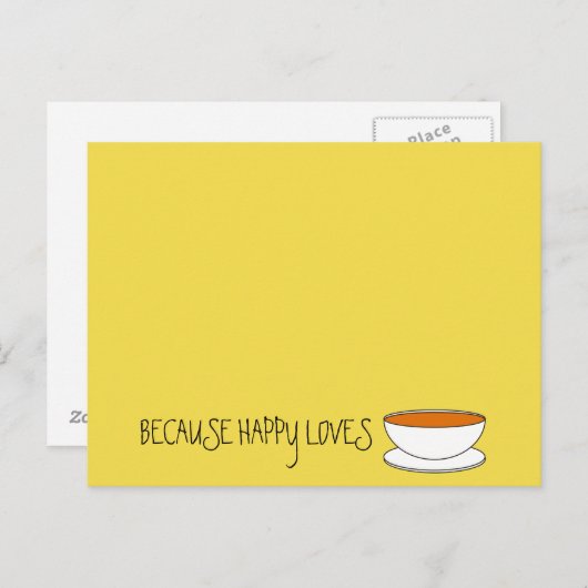 Omdat gelukkig van theeslogan houdt, Japans-stijl Briefkaart (Voorkant / Achterkant)
