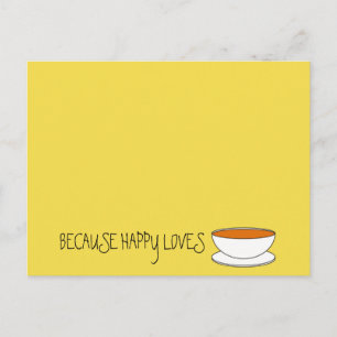 Omdat gelukkig van theeslogan houdt, Japans-stijl Briefkaart