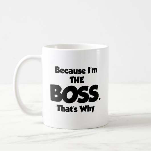 omdat ik de baas ben koffiemok (Links)