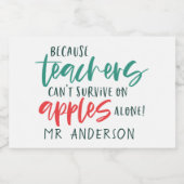 Omdat leraren niet alleen op appels kunnen overlev sparkling wijnetiket (Enkel label)