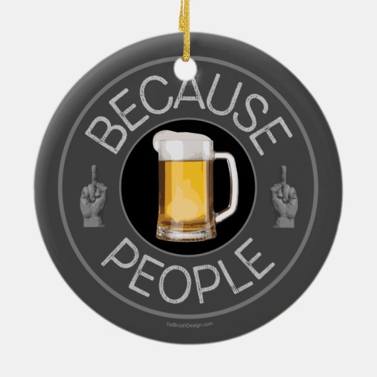 Omdat mensen (bier) keramisch ornament (Achterkant)