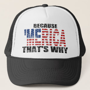  OMDAT MERICA DAT IS WAAROM Trucker Hat Pet