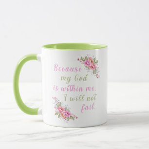 "Omdat mijn God in mij is" bloemenmok Mok
