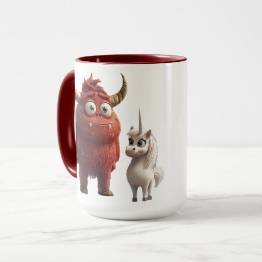 Omdat! Mok met schattig monster & Unicron (Voorkant links)