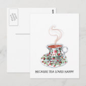 Omdat thee van vrolijke slogan houdt,  bekerrozen briefkaart (Voorkant / Achterkant)