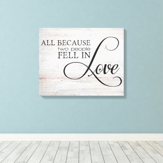 Omdat twee mensen verliefd worden canvas afdruk (Insitu (Houten vloer))