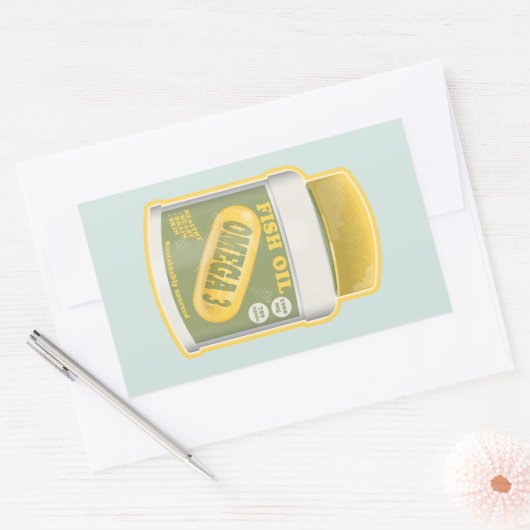 Omega 3 visolie rechthoekige sticker (Envelop)