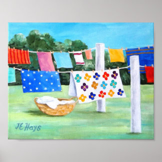 Omegma's waslijn met wasmand Poster