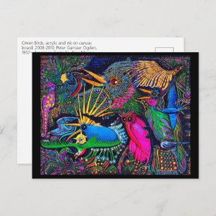 Omen Birds Postmodern Colorful Santa Fe Outsider Briefkaart