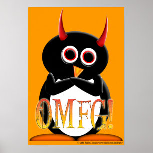 OMFG! Grappig Evil Penguin Poster
