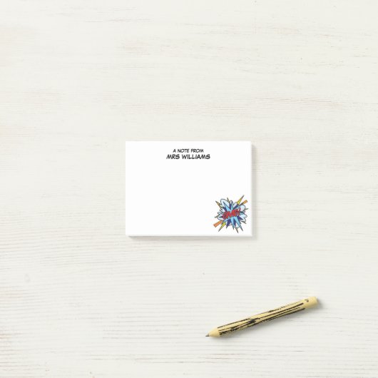 OMG Aangepaste naam leuk retro stripboek Post-it® Notes (Op bureau)