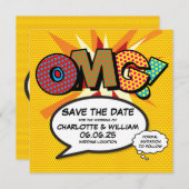 OMG Bewaar de datum Leuk Retro strip Pop Art Save The Date (Voorkant / Achterkant)
