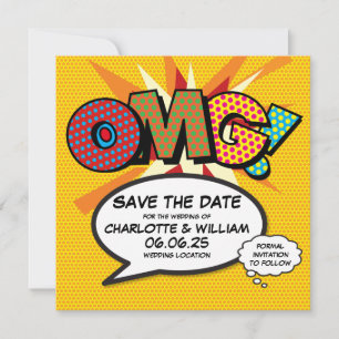 OMG Bewaar de datum Leuk Retro Stripboek Pop Art Save The Date