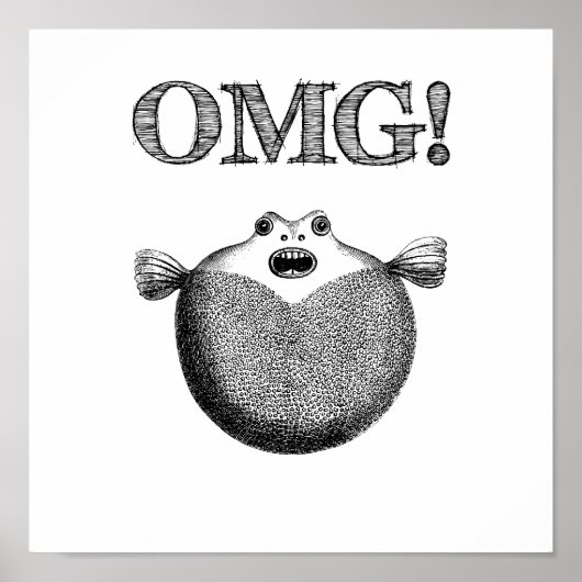 OMG Cute and Funny Blowfish Petite affiche (Devant)
