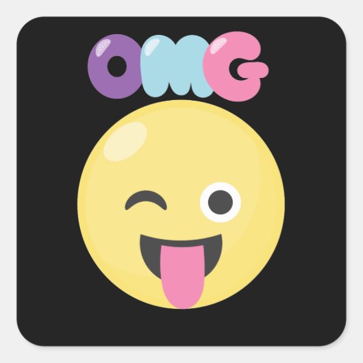 OMG Emoji Vierkante Sticker (Voorkant)
