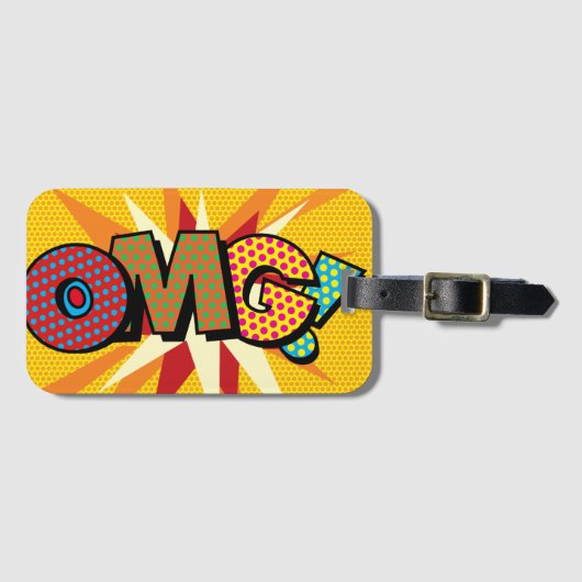 OMG Fun Retro Comic Book Pop Art Bagagelabel (Voorkant (horizontaal))