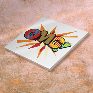 OMG Fun Retro Comic Book Pop Art Tegeltje