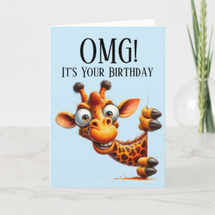 OMG Grappige Spiedende Giraffe Verjaardagskaart Feestdagen Kaart