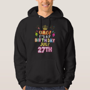Omg Het is mijn geboortedag 27 juli Vintage 27 Hap Hoodie