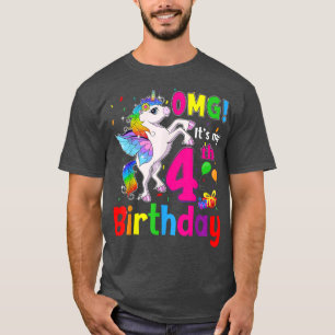 OMG Het is mijn vierde geboorte meisjes Unicorn 4 T-shirt