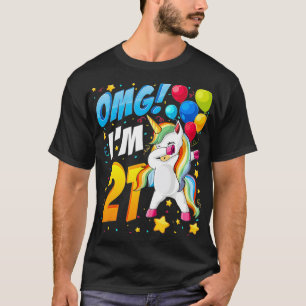 Omg ik ben 21 Unicorn Dab Design voor 21ste verjaa T-shirt