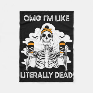 OMG Ik ben letterlijk Dead Skeleton Coffee Hallow Fleece Deken