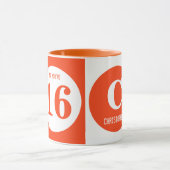 OMG je bent 16 monogram oranje en wit Mok (Midden)