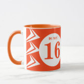 OMG je bent 16 monogram oranje en wit Mok (Links)