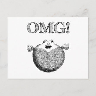 OMG! Leuk & Grappig Blowfish Illustratie Briefkaar Briefkaart