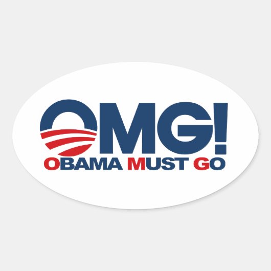 OMG! Obama moet gaan Ovale Sticker (Voorkant)