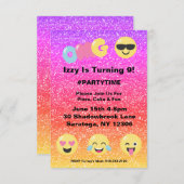 OMG Ombre Parties scintillant Emoji Invitation d'a (Devant / Derrière)