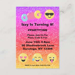 OMG Ombre Parties scintillant Emoji Invitation d'a