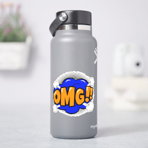 OMG Pop Art Gold & Blue Burst op 4-inch vinyl Sticker