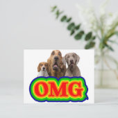 OMG Rainbow met verraste honden. Briefkaart (Staand voorkant)