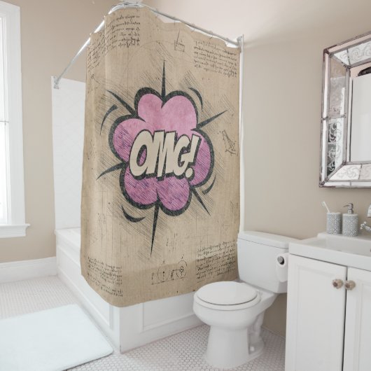 OMG!  stripboek Steampunk Pop Douchegordijn (In situ)